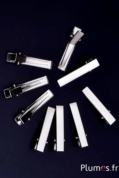 Barrettes crocodile - 7 x 34 mm - argenté